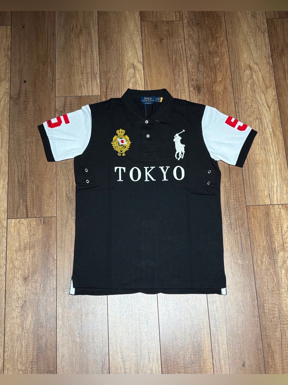 Polo Ralph Lauren Custom Slim Fit Tokyo Black and White Polo Shirt Mens
